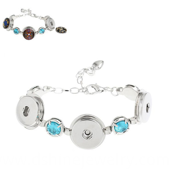 Silver Plated Chain Noosa Button Bracelet